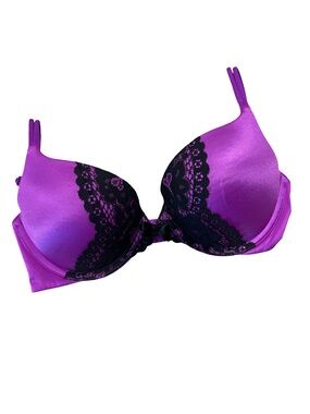 Victoria's Secret Very Sexy Purple Satin Push-Up Bra with Black Lace